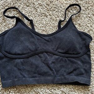 No Boundaries Black Ribbed Bralette with Seam Detail